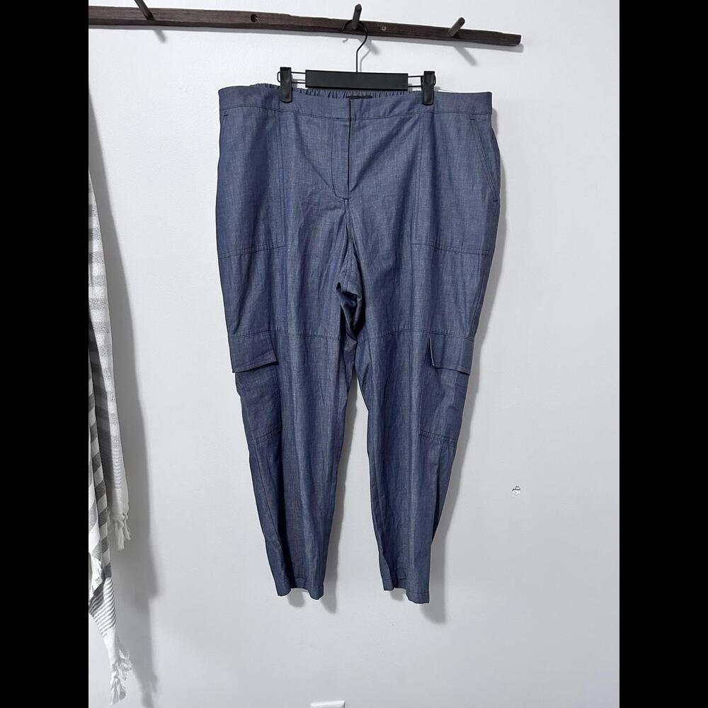 NWT Express Ankle Mid Rise Blue Cargo‎ Pants Women's size XL